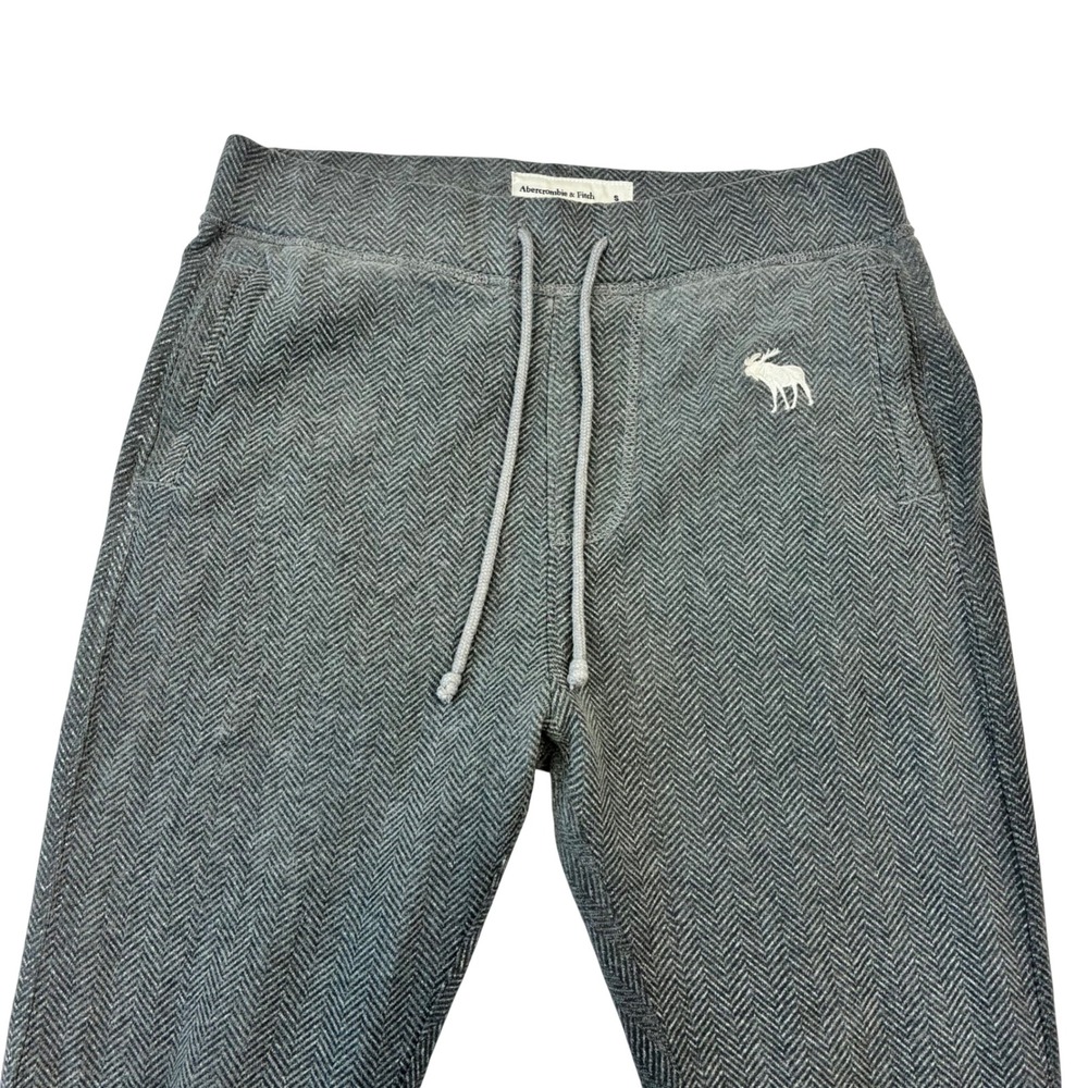 Abercrombie & Fitch Sweatpants Men Small Gray Herringbone Soft A&F Fleece Jogger